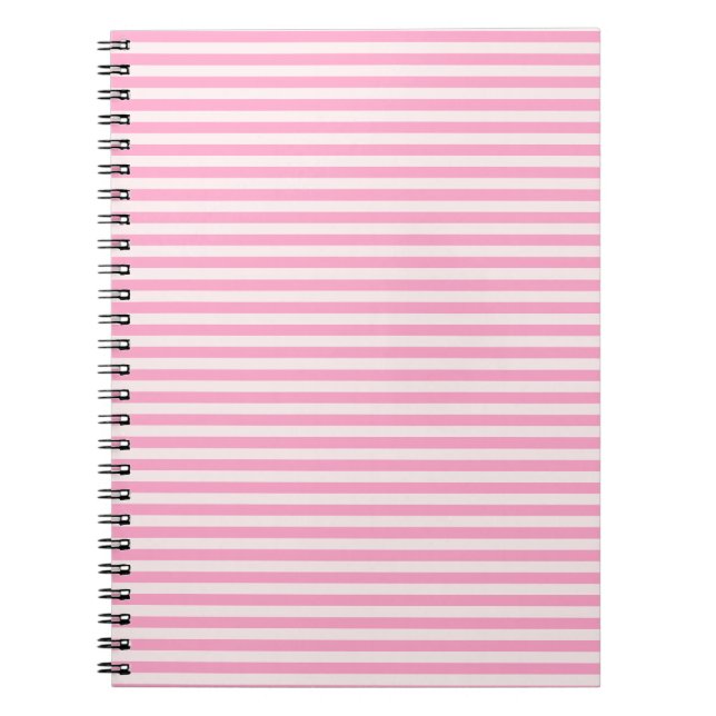 Horizontal Stripes - Pale Pink and Carnation Pink Notebook (Front)