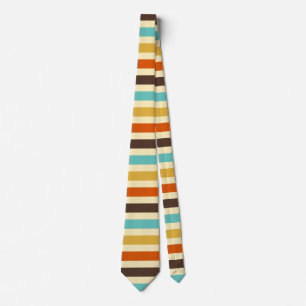 Horizontal Stripes Retro Colours Blue Yellow Red Tie