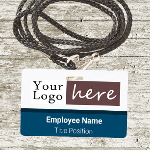 Horizontal Style Logo Employee Name Blue ID Badge