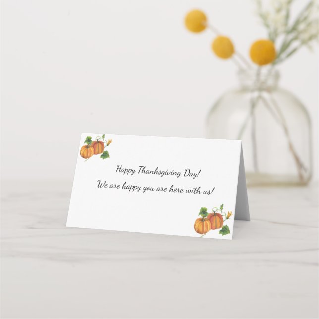 Horizontal Thanksgiving Folded Place Card (Front)