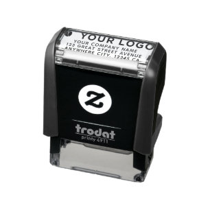 Horizontal Tiny Business Logo Address Modern Self-inking Stamp