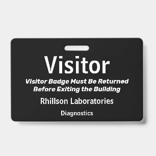 Horizontal Visitor Pass Black and White Design ID Badge