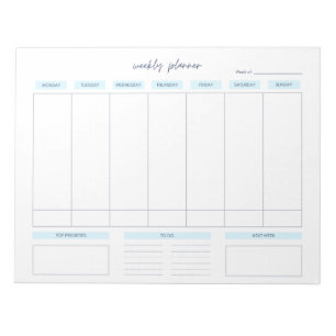 Horizontal Weekly Planner Monday Start Notepad