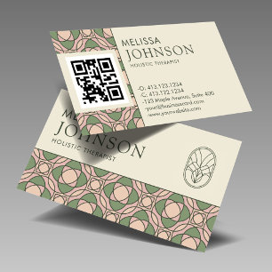 Horizontal Zen Holistic Health QR Code Business Card