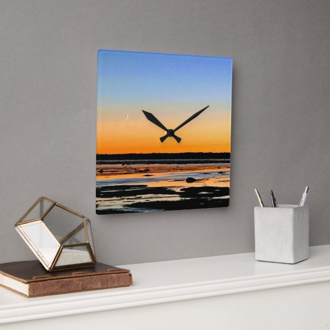 horloge carré croissant de lune square wall clock (Office)