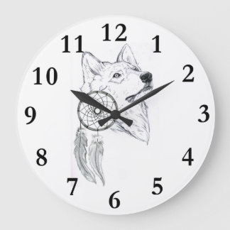 horloge dreamcatcher wolf 1 large clock