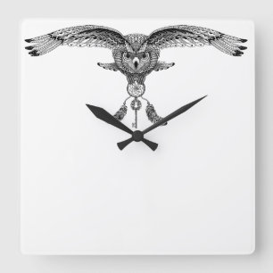 Horloge Hibou rêveur Square Wall Clock