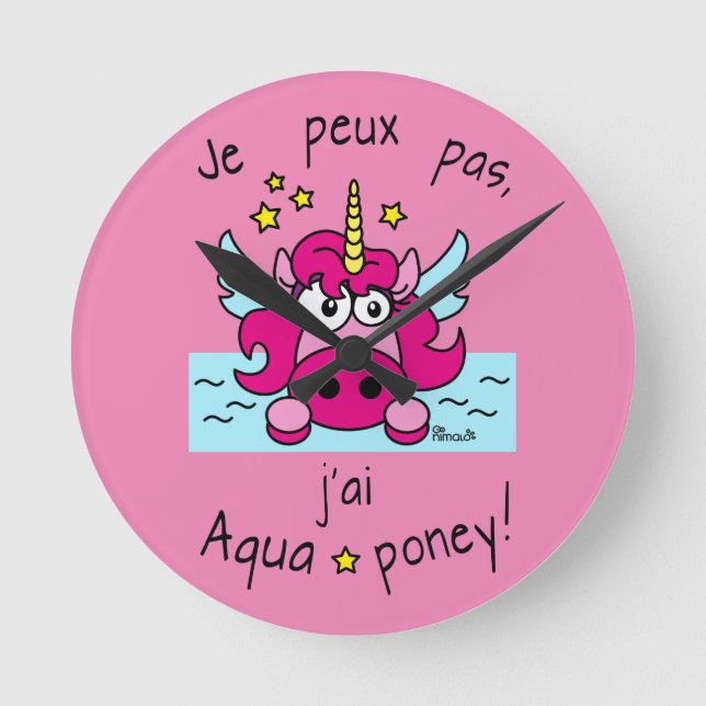 Horloge "Licorne, Aquaponey" Round Clock (Front)