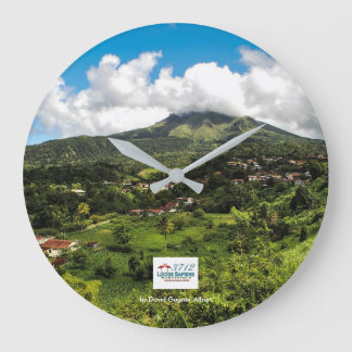 Horloge Montagne Pelée de Martinique Large Clock