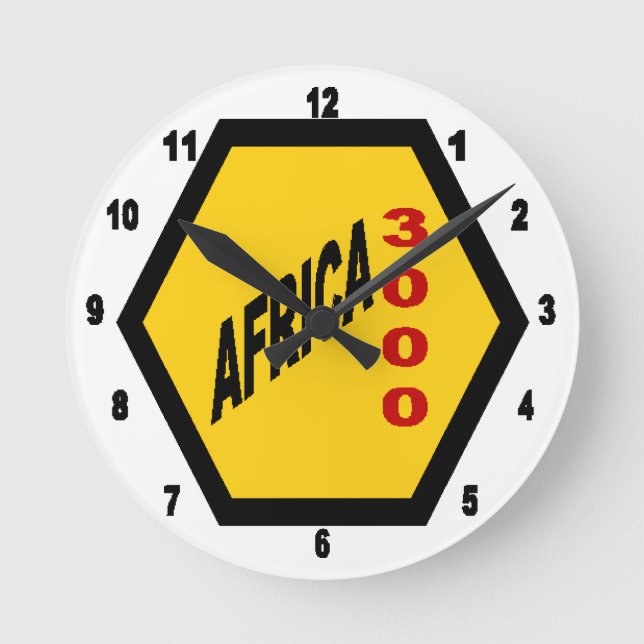 Horloge murale acrylique, Ronde Medium AFRICA 3000 Round Clock (Front)