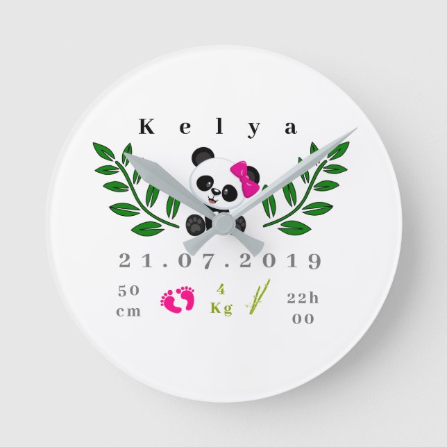 horloge naissance panda round clock (Front)