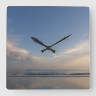 horloge plage crépuscule square wall clock