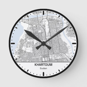 Horloge Ronde Khartoum Clock City Line Art