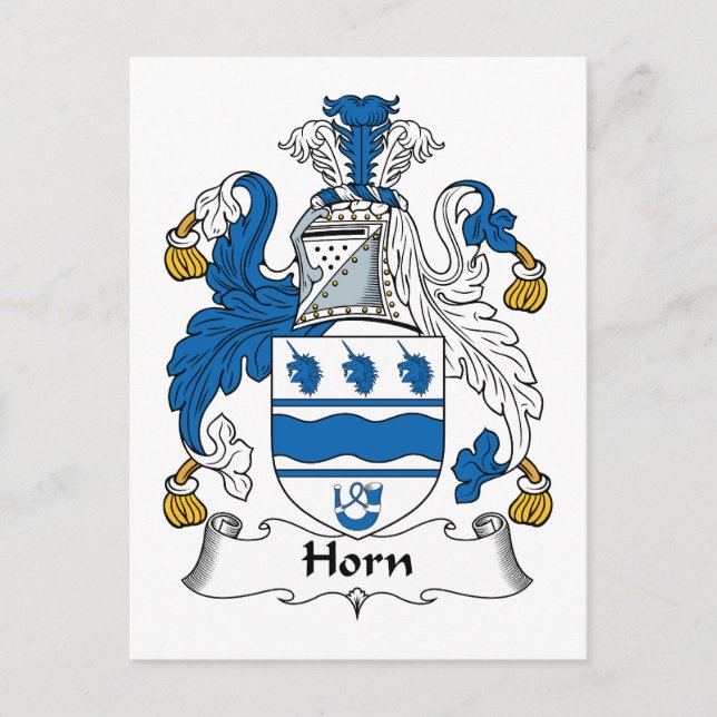 Horn Family Crest Postcard (Front)