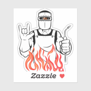 Horn Hand Hand Sign Symbol Welder Fire Sticker