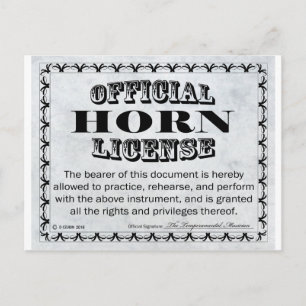 Horn License Postcard