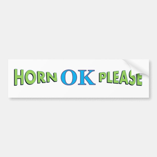 HORN OK PLEASE bumper sticker (Front)