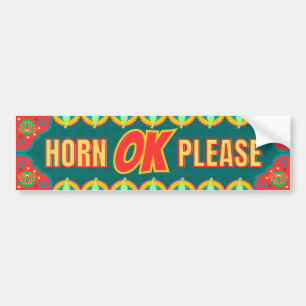 "Horn OK Please" Desi Truck Style Bumper Sticker