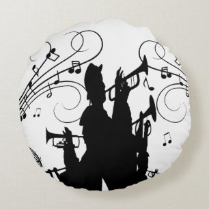 Horn Section Trumpet Jazz Music Round Cushion