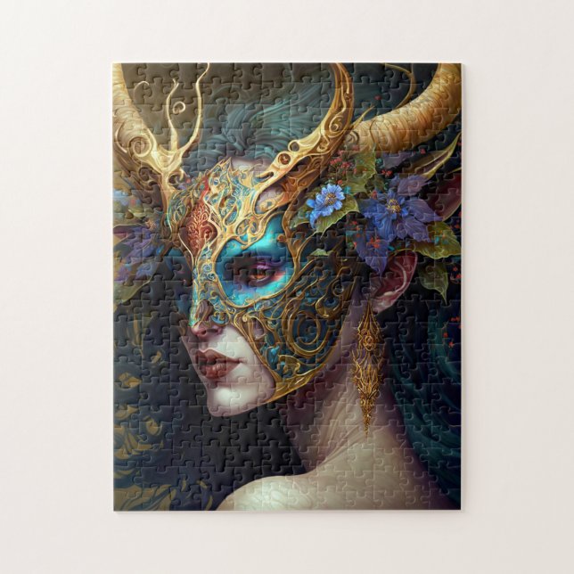Horned Elf Woman Fantasy Art Jigsaw Puzzle (Vertical)