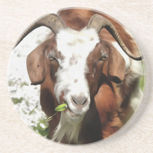 Horned Goat Grazing Coaster