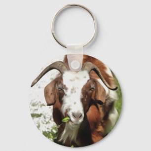 Horned Goat Grazing Key Ring