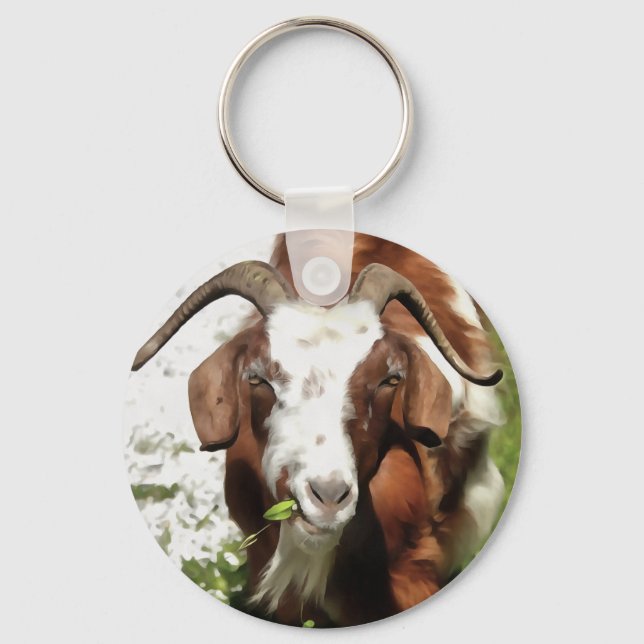 Horned Goat Grazing Key Ring (Front)