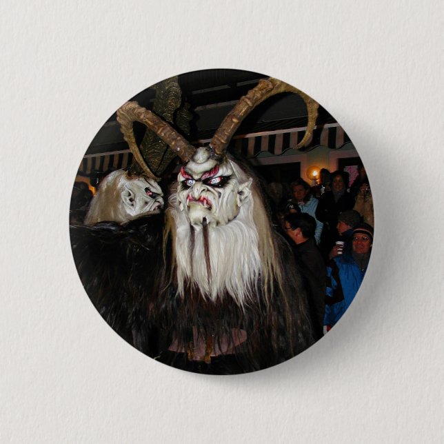 Horned Japanese Devil Mask 6 Cm Round Badge (Front)