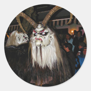 Horned Japanese Devil Mask Classic Round Sticker
