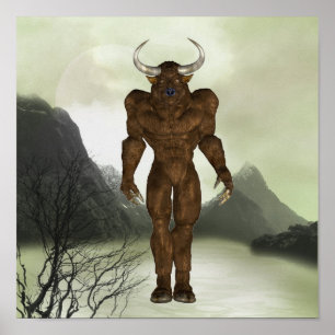 Horned Minotaur Poster