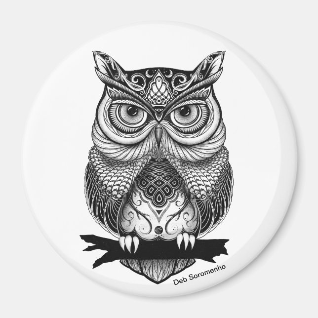 Horned Owl 3 inch magnet (Front)