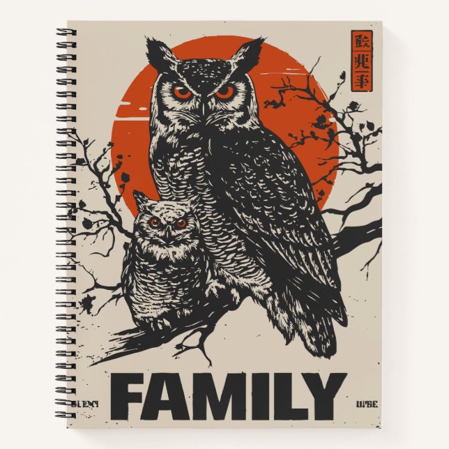 Horned Owl and Owlet – Watchful Wild Family Notebook (Front)