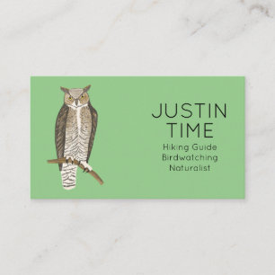 Horned Owl Naturalist Guide Birdwatching Hiking  Business Card