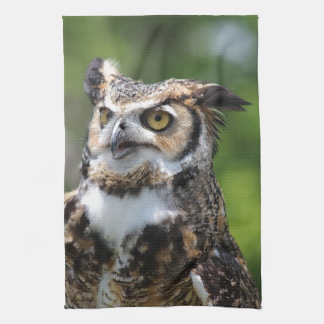 Horned Owl Tea Towel (Vertical)