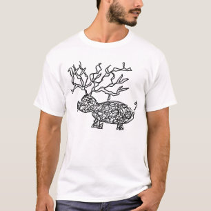 Horned Pig – Surreal Hand-Drawn Fantasy Boar T-Shirt