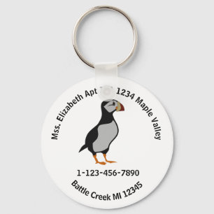 Horned Puffin Standing Cartoon Home Contact Info K Key Ring