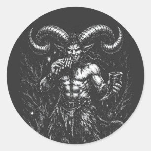 Horned Winter Satyr — by BurnsInHell Classic Round Sticker