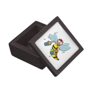 Hornet wasp bee with two buckets of honey gift box