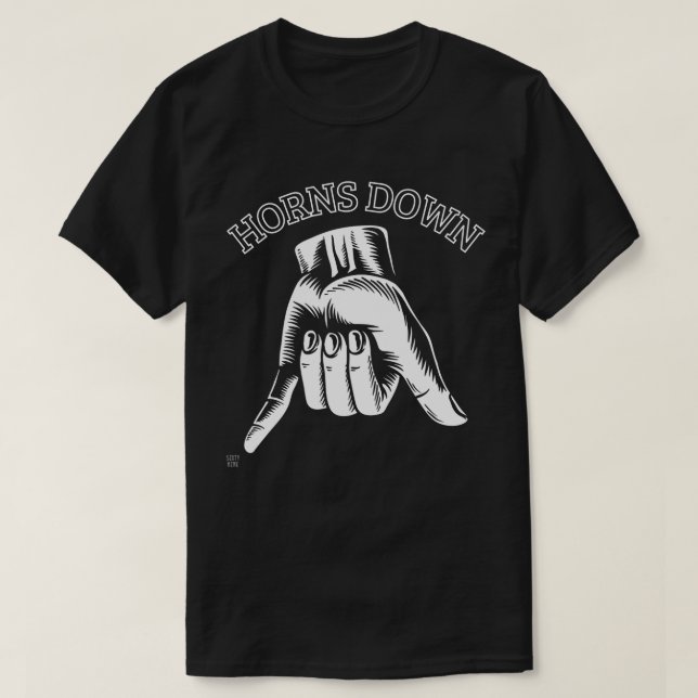 "HORNS DOWN" funny        T-Shirt (Design Front)