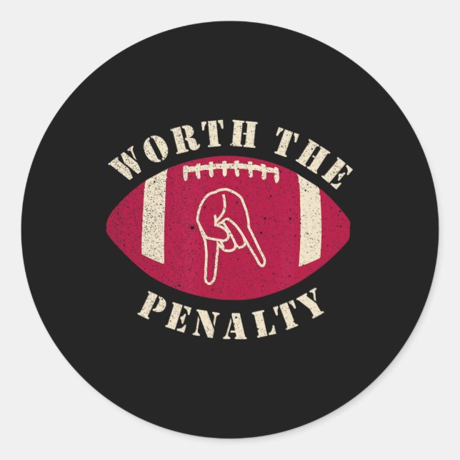 Horns Down Worth The Penalty Oklahoma Texas Red Ri Classic Round Sticker (Front)