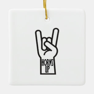 Horns Up Ceramic Ornament