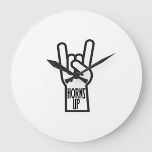 Horns Up Large Clock