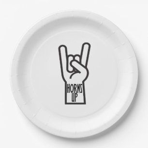 Horns Up Paper Plate