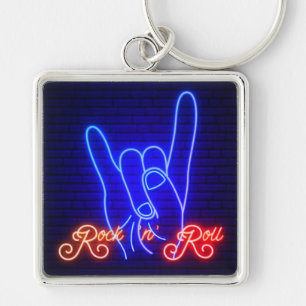 Horns Up Rock 'n Roll Square Key Ring