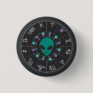 Horoscope Alien 3 Cm Round Badge