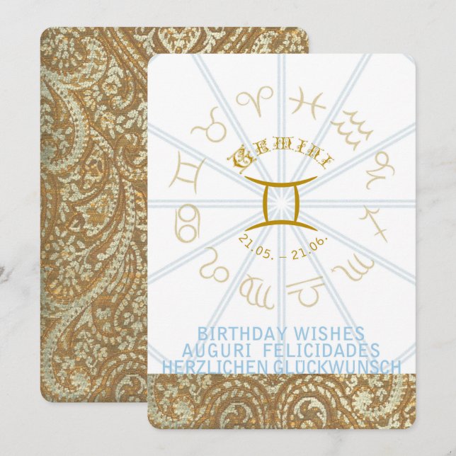 HOROSCOPE ~ Birthday Invite - Gemini (Front/Back)