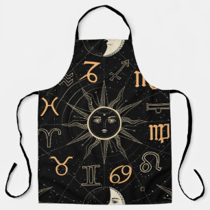 Horoscope circle, Zodiac signs, vintage. Apron