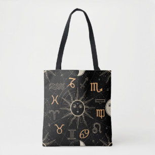 Horoscope circle, Zodiac signs, vintage. Tote Bag