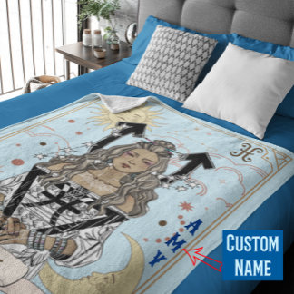 Horoscope Pisces Woman Zodiac Celestial Sun Moon Fleece Blanket