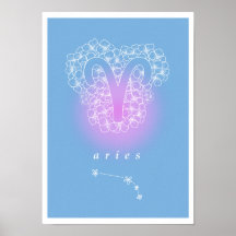 Horoscope poster with birth flowers - Aries
